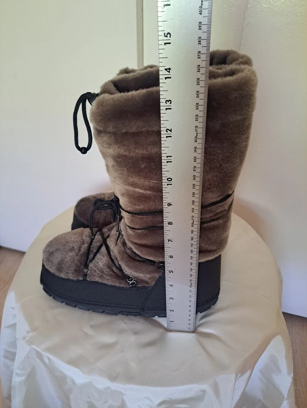 Khombu Brown Faux Fur Lace-Up Winter Boots